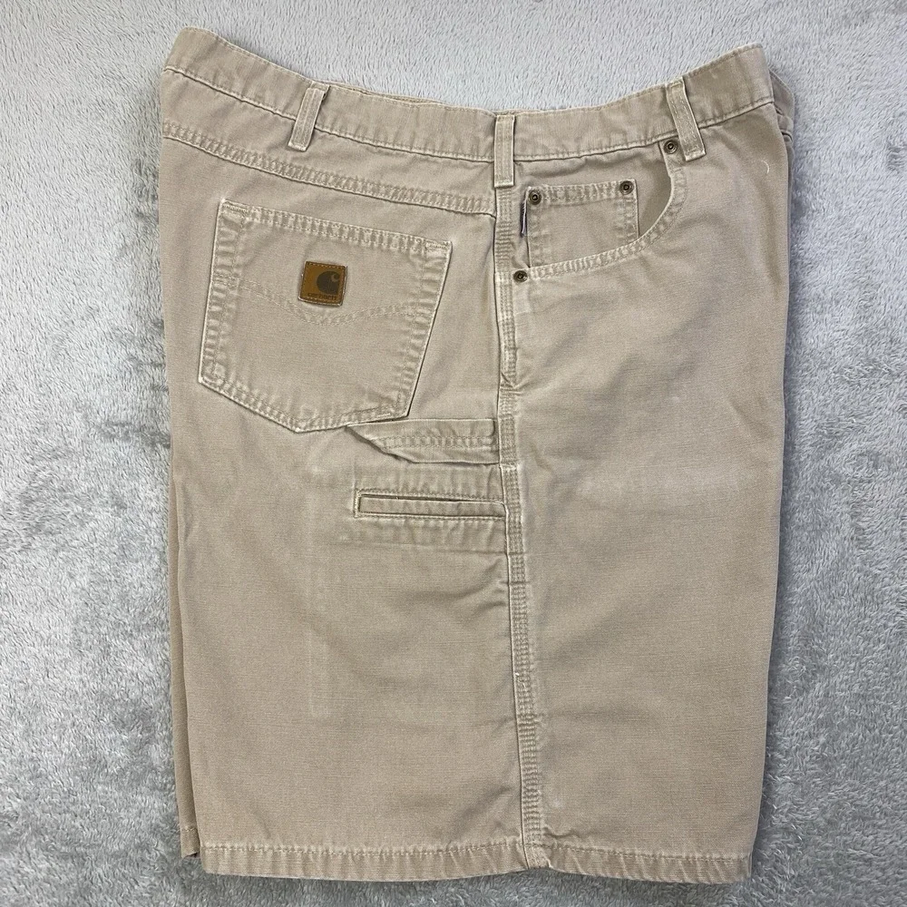 VTG Carhartt Shorts Men Sz 42 Beige Carpenter Cotton Rugged Canvas Work Short